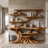 Drevanor Sculpted Solid Wood Console Table with Shelves Teak - Timberustic Console Table with Shelves
