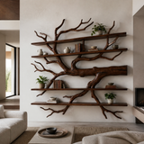 Driftbark Handcrafted Solid Wood Floating Tree Bookshelf Dark Walnut - Timberustic Floating Tree Bookshelf