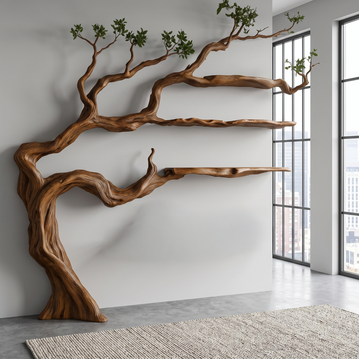 Driftgrove Handcrafted Solid Wood Tree Bookshelf Brown - Timberustic Tree Bookshelf