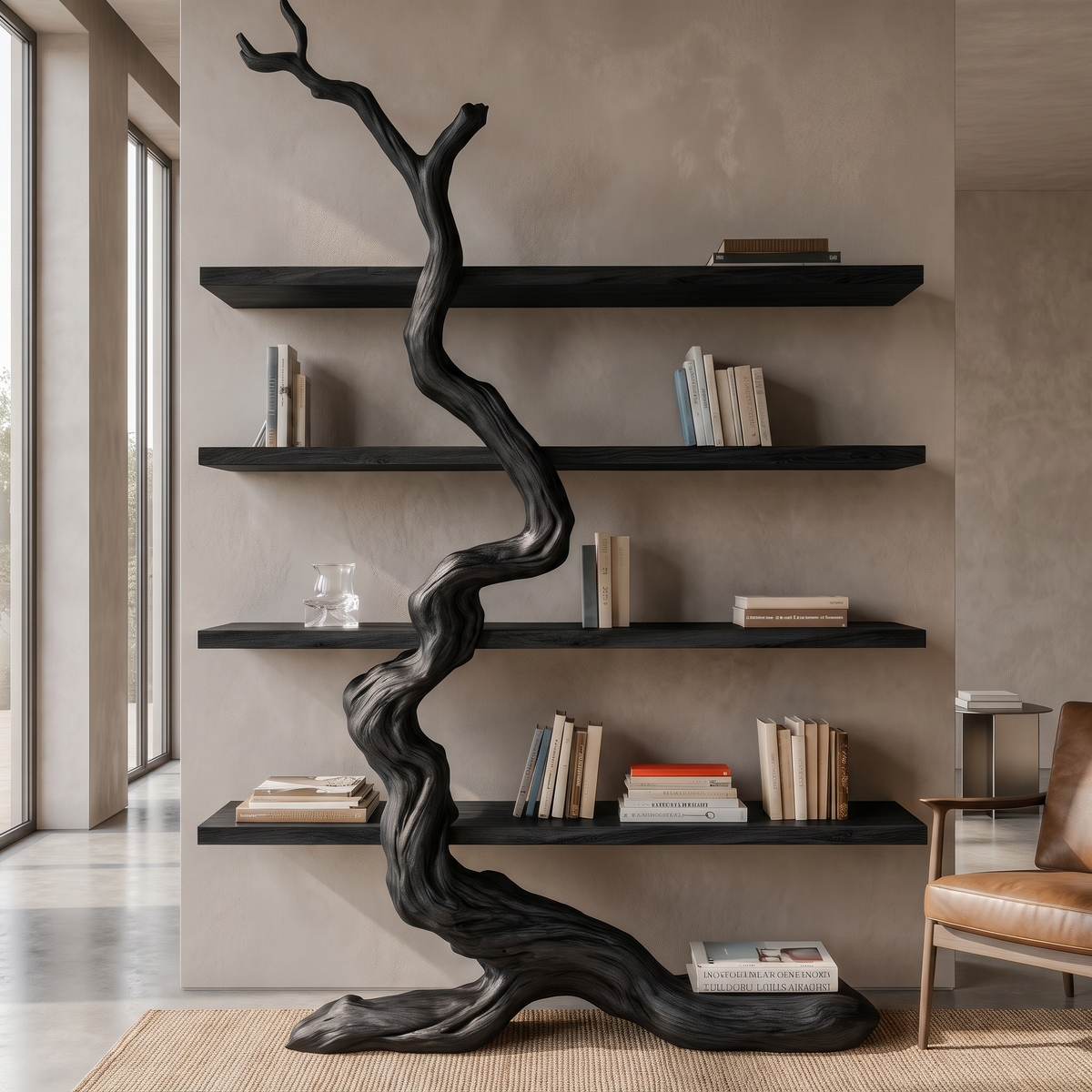 Driftroot Handcrafted Solid Wood Tree Bookshelf Black - Timberustic Tree Bookshelf