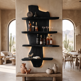 Elaric Live Edge Solid Wood Floating Wine Shelf SPA297574 Black - Timberustic Floating Wine Shelf