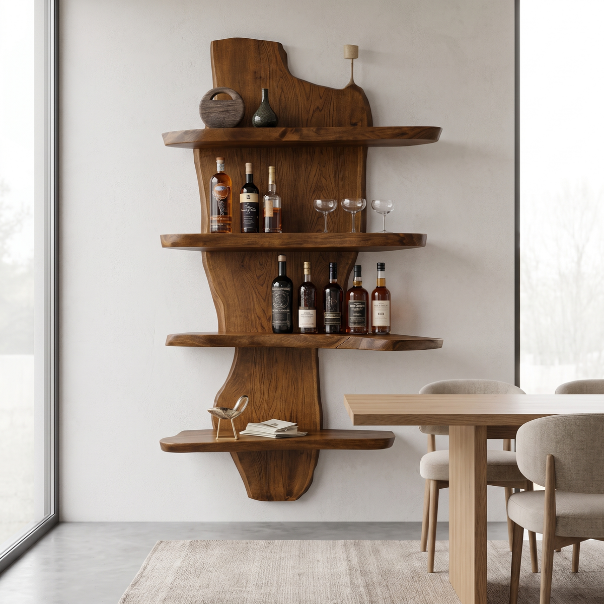 Elaric Live Edge Solid Wood Floating Wine Shelf SPA297574 Brown - Timberustic Floating Wine Shelf