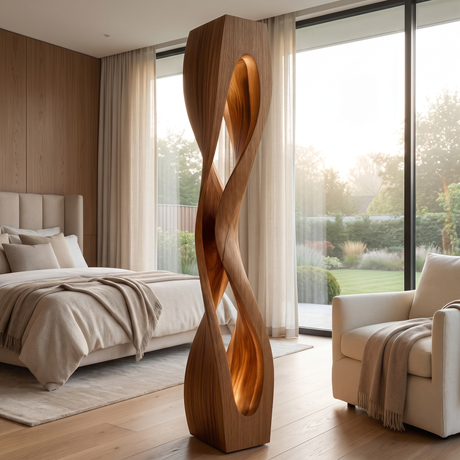 Elarion Sculpted Helix Integrated LED Wood Floor Lamp Brown - Timberustic Floor Lamp