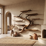 Elaris Handcrafted Solid Wood Floating Tree Bookshelf Brown - Timberustic Floating Tree Bookshelf