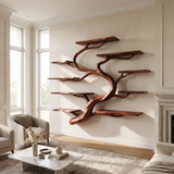 Elaris Handcrafted Solid Wood Floating Tree Bookshelf Mahogany - Timberustic Floating Tree Bookshelf