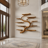 Elaris Handcrafted Solid Wood Floating Tree Bookshelf Teak - Timberustic Floating Tree Bookshelf