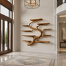 Elaris Handcrafted Solid Wood Floating Tree Bookshelf Teak - Timberustic Floating Tree Bookshelf