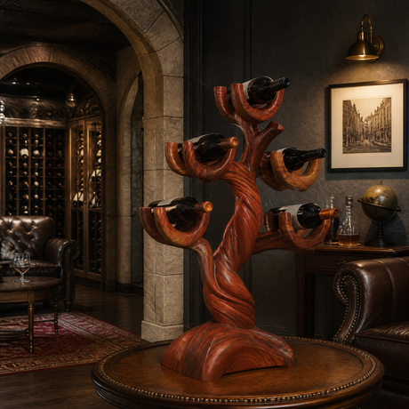 Elaroak Sculpted Solid Wood Wine Rack Mahogany - Timberustic Wine Rack