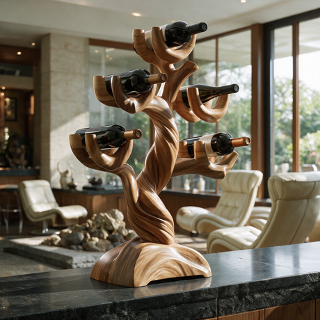 Elaroak Sculpted Solid Wood Wine Rack Natural Oak - Timberustic Wine Rack