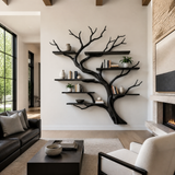 Eldergrove Handcrafted Solid Wood Floating Tree Bookshelf Black - Timberustic Floating Tree Bookshelf