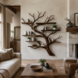 Eldergrove Handcrafted Solid Wood Floating Tree Bookshelf Dark Walnut - Timberustic Floating Tree Bookshelf