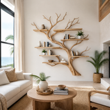 Eldergrove Handcrafted Solid Wood Floating Tree Bookshelf Natural Oak - Timberustic Floating Tree Bookshelf