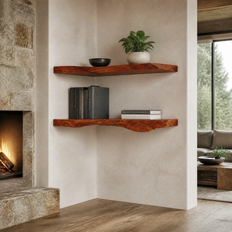 Eldorin Live Edge Solid Wood Floating Shelf SPA852820 — Mahogany