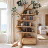 Eldrasyl Handcrafted Sculpted Solid Wood Tree Bookshelf with Drawers SPA235732 Natural Oak - Timberustic Tree Bookshelf with Drawers