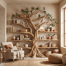 Eldrathen Sculpted Solid Wood Tree Bookshelf Natural Oak - Timberustic Tree Bookshelf