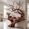 Eldravane Sculpted Solid Wood Console Table Mahogany - Timberustic Console Table with Shelves
