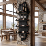 Eldrion Live Edge Solid Wood Floating Wine Shelf SPA295678 Black - Timberustic Floating Wine Shelf
