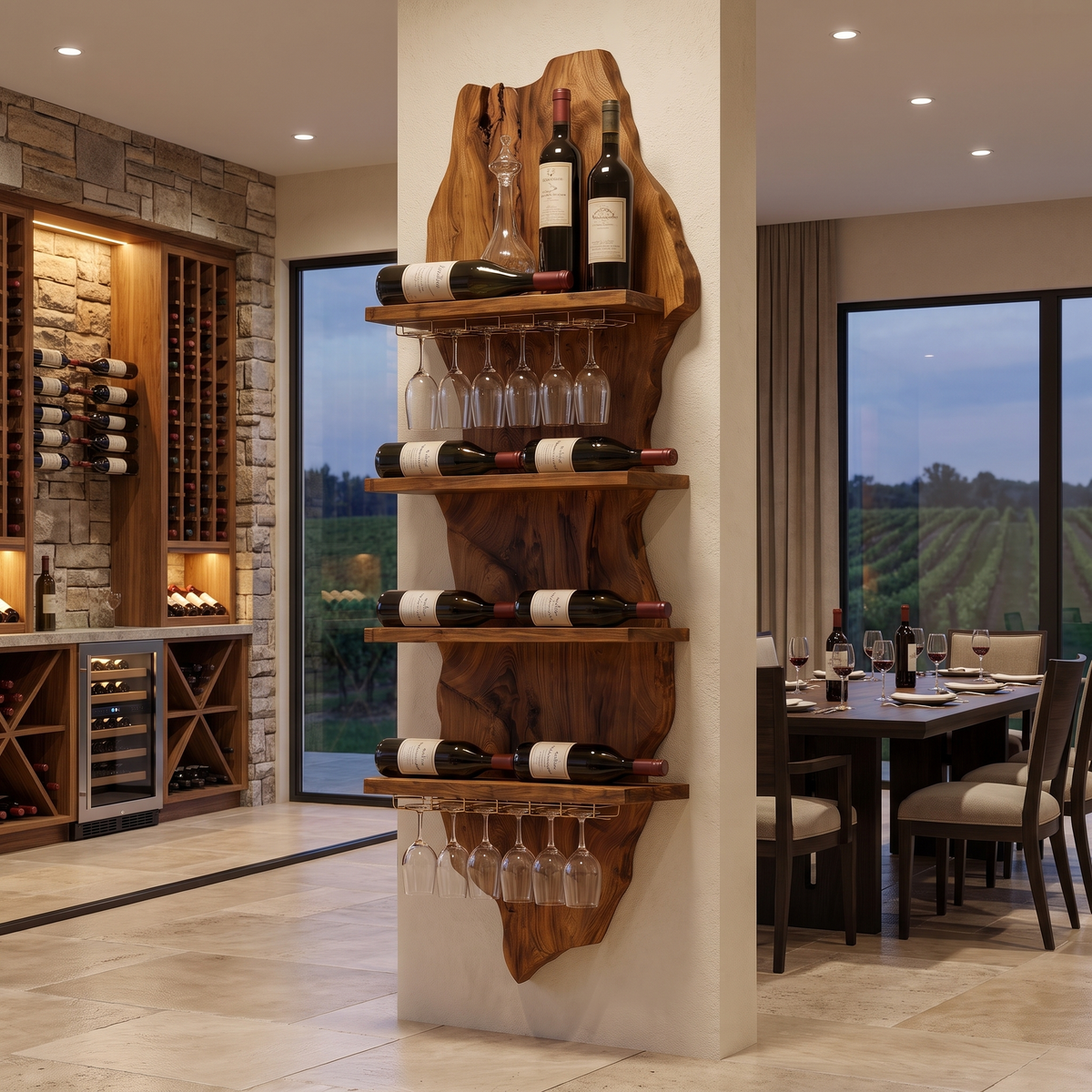 Eldrion Live Edge Solid Wood Floating Wine Shelf SPA295678 Brown - Timberustic Floating Wine Shelf