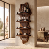 Eldrion Live Edge Solid Wood Floating Wine Shelf SPA295678 Dark Walnut - Timberustic Floating Wine Shelf