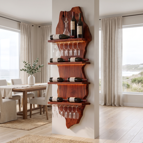 Eldrion Live Edge Solid Wood Floating Wine Shelf SPA295678 Mahogany - Timberustic Floating Wine Shelf