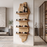 Eldrion Live Edge Solid Wood Floating Wine Shelf SPA295678 Natural Oak - Timberustic Floating Wine Shelf
