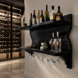 Eldrosen Live Edge Handcrafted Floating Wine Shelf SPA561894 Black - Timberustic Floating Wine Shelf