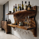 Eldrosen Live Edge Handcrafted Floating Wine Shelf SPA561894 Brown - Timberustic Floating Wine Shelf