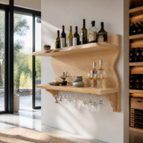 Eldrosen Live Edge Handcrafted Floating Wine Shelf SPA561894 Natural Oak - Timberustic Floating Wine Shelf