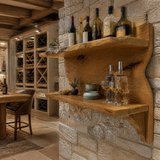 Eldrosen Live Edge Handcrafted Floating Wine Shelf SPA561894 Teak - Timberustic Floating Wine Shelf