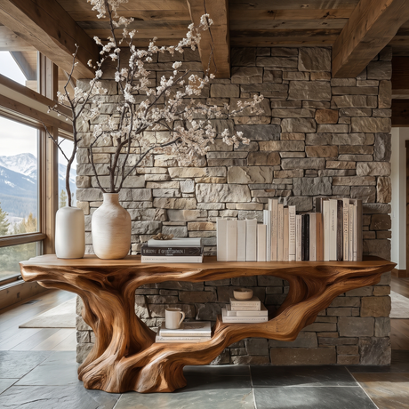 Eldrosyn Sculpted Solid Wood Console Table Brown - Timberustic Console Table