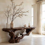 Eldrosyn Sculpted Solid Wood Console Table Dark Walnut - Timberustic Console Table