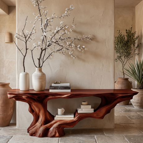 Eldrosyn Sculpted Solid Wood Console Table Mahogany - Timberustic Console Table