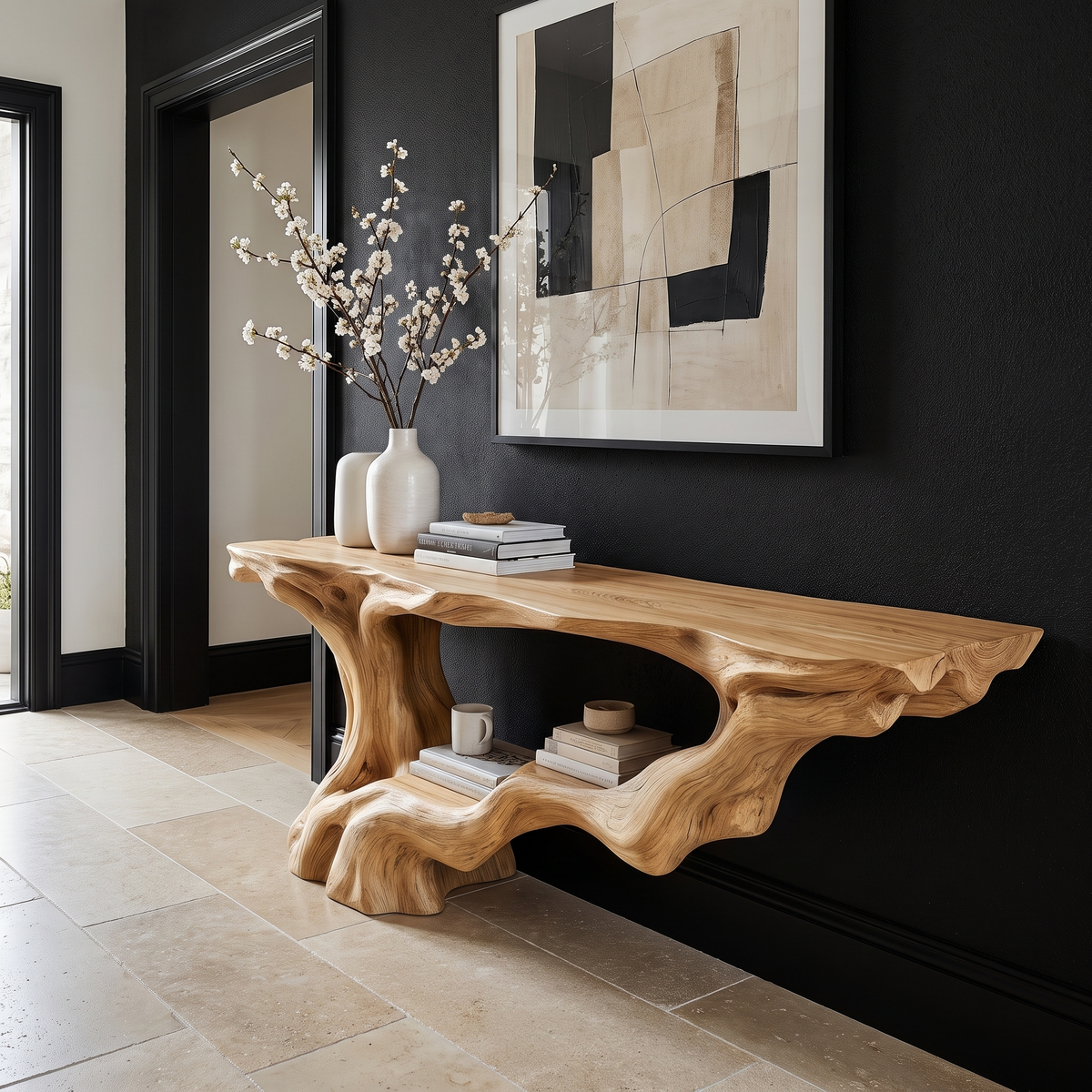 Eldrosyn Sculpted Solid Wood Console Table Natural Oak - Timberustic Console Table