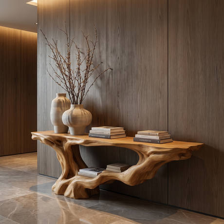 Eldrosyn Sculpted Solid Wood Console Table Teak - Timberustic Console Table