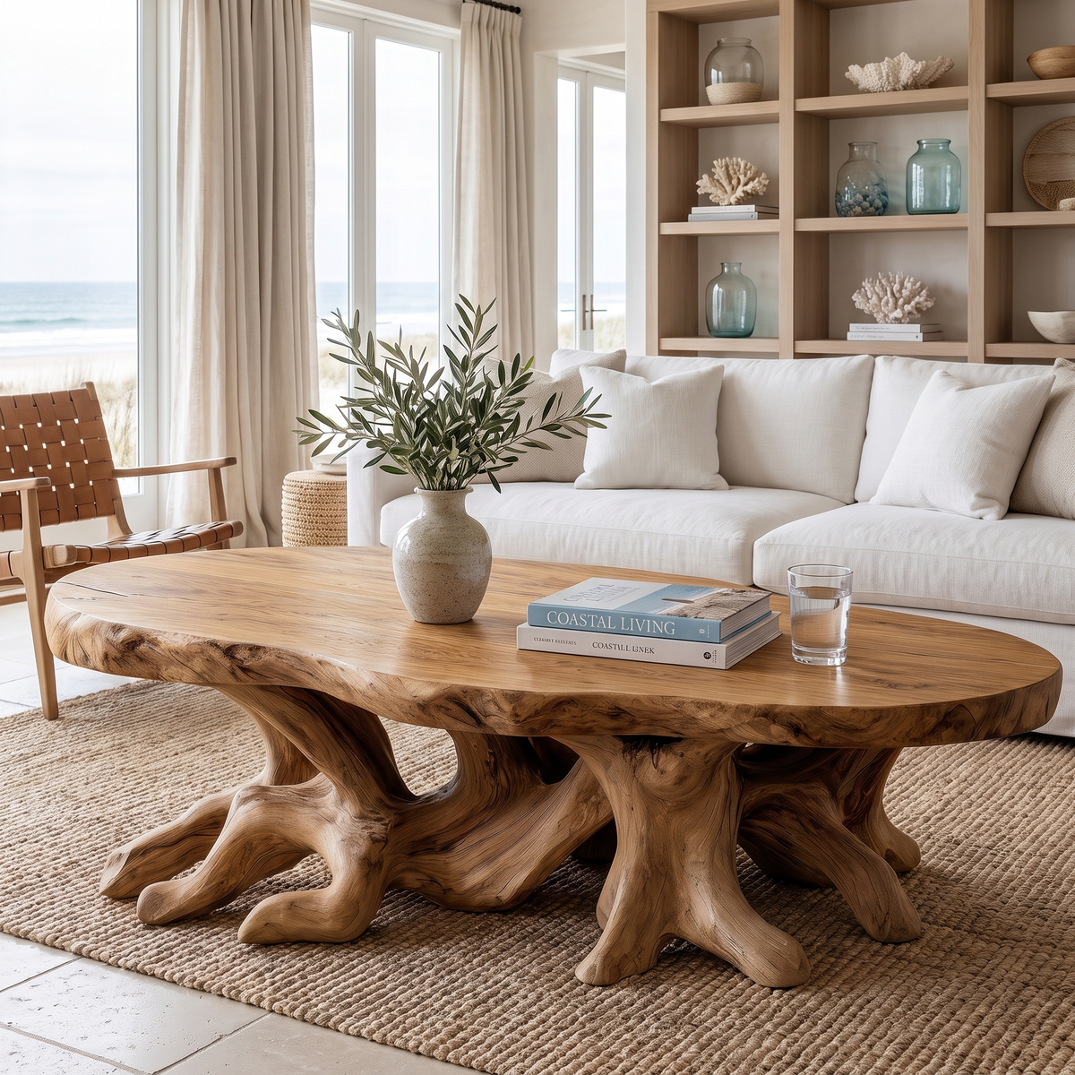 Elvaris Handcrafted Solid Wood Coffee Table Natural Oak - Timberustic Coffee Table