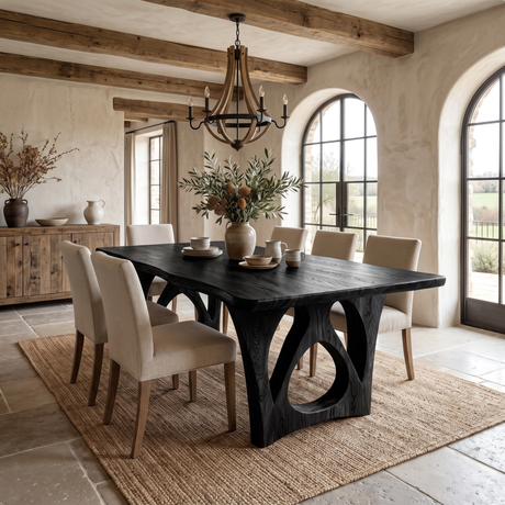 Elyndor Live Edge Solid Wood Dining Table Black - Timberustic Dining Table