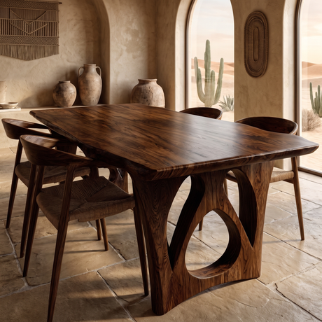 Elyndor Live Edge Solid Wood Dining Table Dark Walnut - Timberustic Dining Table