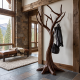 Frosthaven Sculpted Solid Wood Tree Coat Rack Dark Walnut - Timberustic Tree Coat Rack