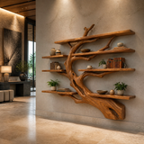 Ironbark Handcrafted Solid Wood Floating Tree Bookshelf Teak - Timberustic Floating Tree Bookshelf