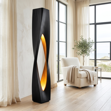 Kaelith Sculpted Integrated LED Wood Floor Lamp Black - Timberustic Floor Lamp
