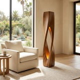 Kaelith Sculpted Integrated LED Wood Floor Lamp Brown - Timberustic Floor Lamp