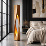 Kaelith Sculpted Integrated LED Wood Floor Lamp Teak - Timberustic Floor Lamp