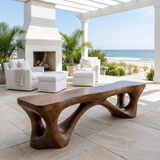 Kaelthorn Sculpted Solid Wood Outdoor Bench Brown - Timberustic Bench