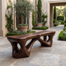 Kaelthorn Sculpted Solid Wood Outdoor Bench Dark Walnut - Timberustic Bench