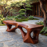 Kaelthorn Sculpted Solid Wood Outdoor Bench Mahogany - Timberustic Bench