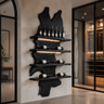 Kaelvorn Live Edge Solid Wood Floating Wine Shelf SPA825782 Black - Timberustic Floating Wine Shelf
