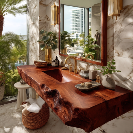 Kelvara Live Edge Solid Wood Floating Bathroom Vanity with Integrated Sink SPA439867 Mahogany - Timberustic Floating Bathroom Vanity with Integrated Sink