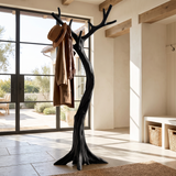 Lunareth Sculpted Solid Wood Tree Coat Rack Black - Timberustic Tree Coat Rack