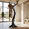 Lunareth Sculpted Solid Wood Tree Coat Rack Black - Timberustic Tree Coat Rack