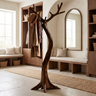 Lunareth Sculpted Solid Wood Tree Coat Rack Dark Walnut - Timberustic Tree Coat Rack